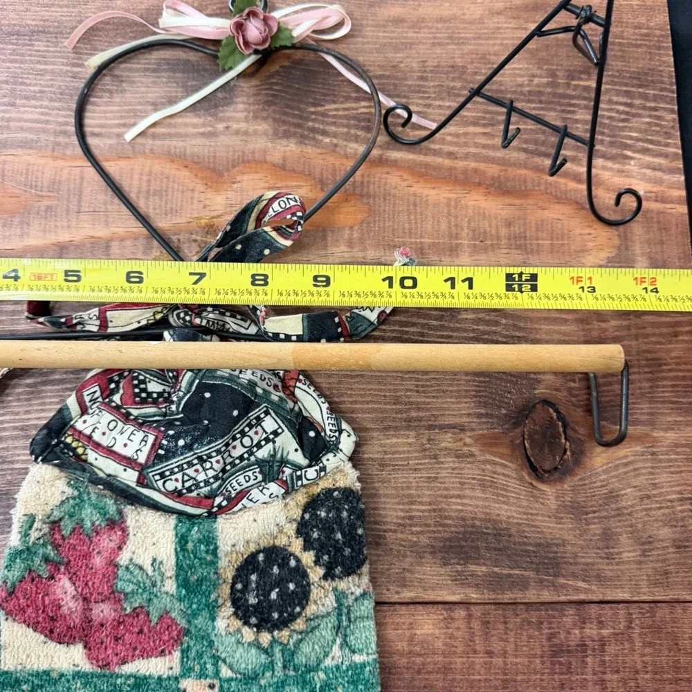 Handmade Primitive Country Kitchen Towel Set Watermelon Sunflower Heart Hanger